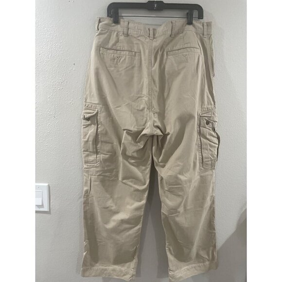 POLO RALPH LAUREN PANTS MEN'S WIDE LEG COTTON CARGO  36/30 COLOR KHAKI VINTAGE - Picture 2 of 8